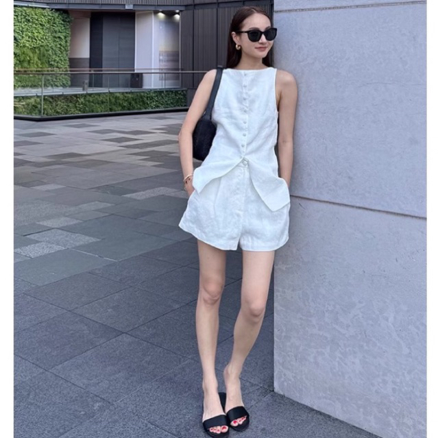 𝗡𝗮𝗺𝗮 𝗟𝗶𝗻𝗲𝗻| BEELY | Set Linen gile+ SHORT basic nút bọc