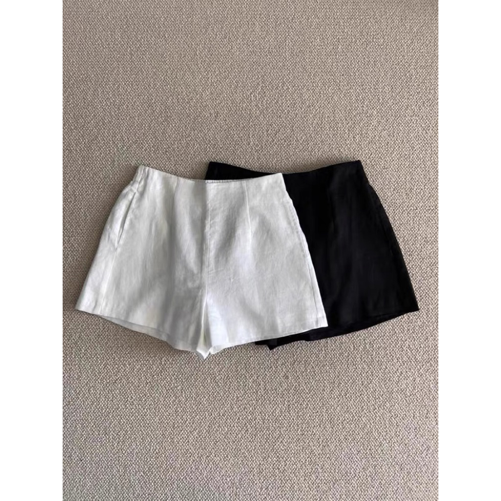 𝗧𝘂𝘁𝗶 - Quần short Linen 2 lớp cạp nửa chun