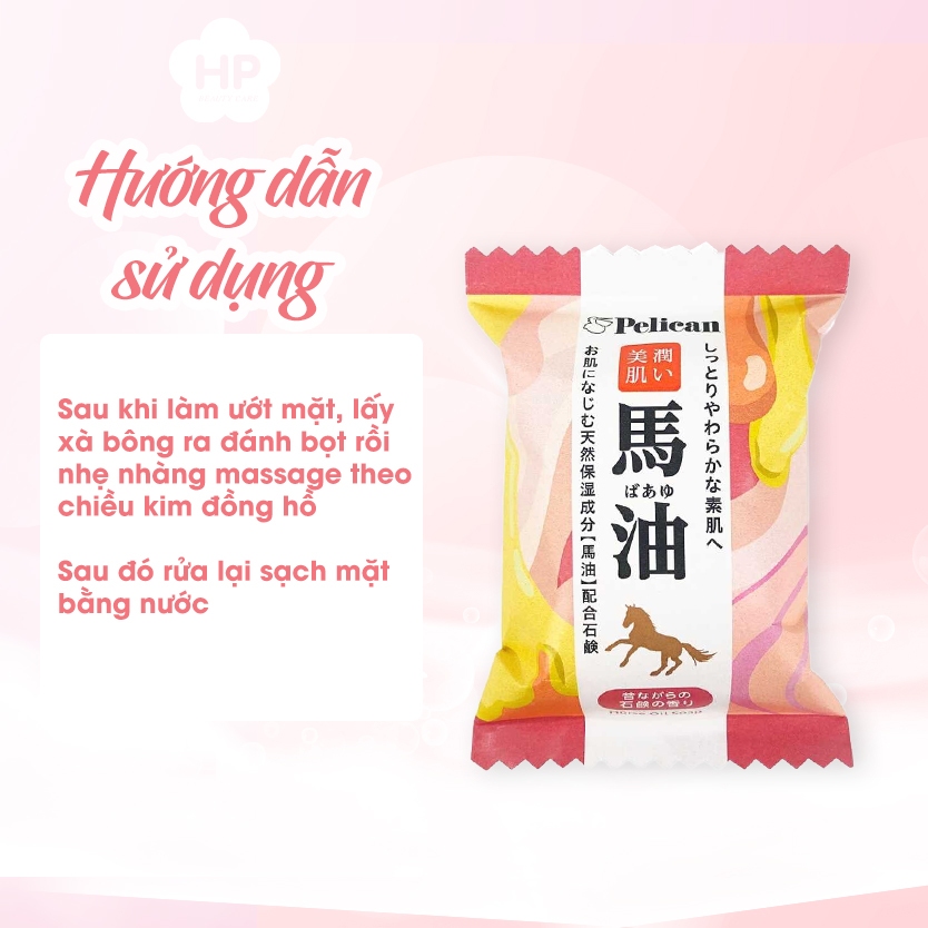 Xà Phòng Rửa Mặt Dưỡng Trắng Mịn Da Pelican Family Soap Horse Oil Chiết Xuất Từ Dầu Ngựa (80g)