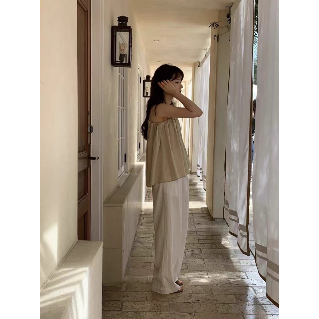 𝗦𝘂𝘇𝘆 𝗟𝗶𝗻𝗲𝗻- Áo Linen lệch nơ buộc vai