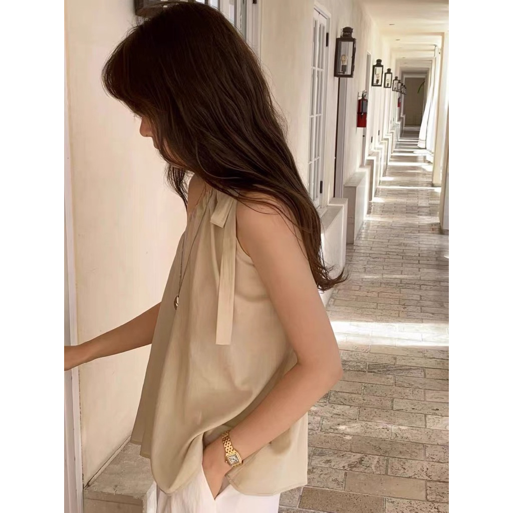 𝗦𝘂𝘇𝘆 𝗟𝗶𝗻𝗲𝗻- Áo Linen lệch nơ buộc vai