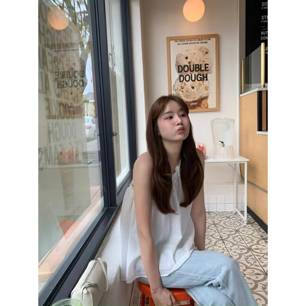 𝗦𝘂𝘇𝘆 𝗟𝗶𝗻𝗲𝗻- Áo Linen lệch nơ buộc vai