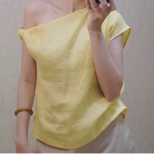 𝗘𝗹𝗶𝗺𝗲  A14 -  Áo Linen Tưng ướt lệch vai BEELY