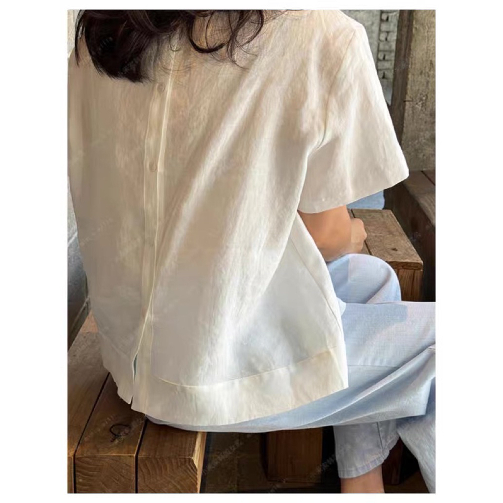 𝗠𝗮𝗱𝗶  A03 -  Áo Linen cổ rút basic BEELY