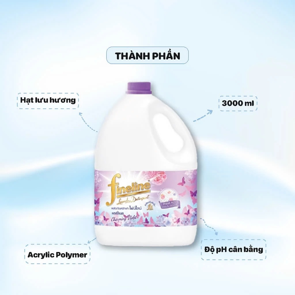 Nước Giặt Fineline Thái Lan Can 3000ml - Nước Giặt Xả Quần Áo Lưu Hương Lâu Sạch Sâu