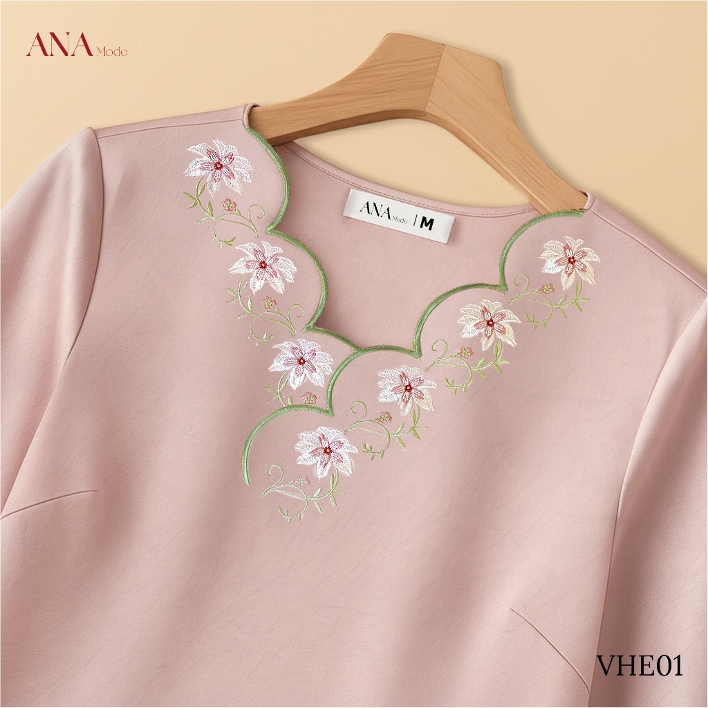 Áo Kiểu Thêu Hoa Trung Niên ANA Mode Chất Liệu Lụa Vân Mờ Thanh Lịch Đi Chơi Quà Tặng Mẹ AK25VHE01