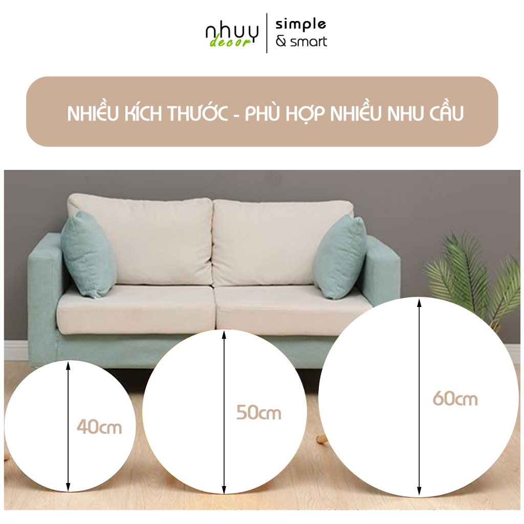 Bàn tròn sofa NHUYDECOR chiều cao chân linh hoạt, bàn trà chân gỗ cao 70cm phong cách Bắc Âu