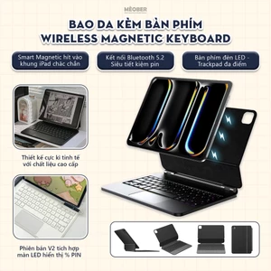 Bao Da Kèm Bàn Phím Magnetic Keyboard cho iPad Air 4/5/6/7, Pro 11-12.9, Pro M4/M5, Gen 10/11 A16 by MèoBer