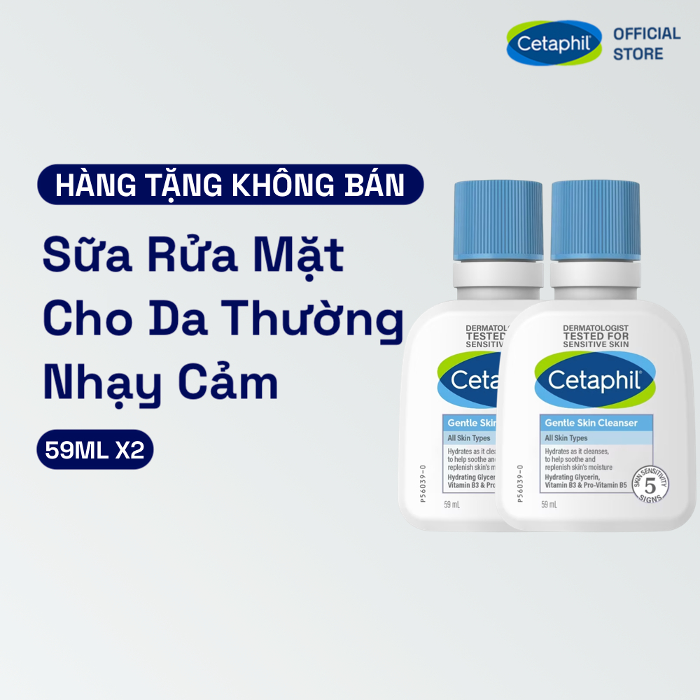 [Gift] Combo 2 Sữa rửa mặt dịu nhẹ CETAPHIL GENTLE SKIN CLEANSER 59mL