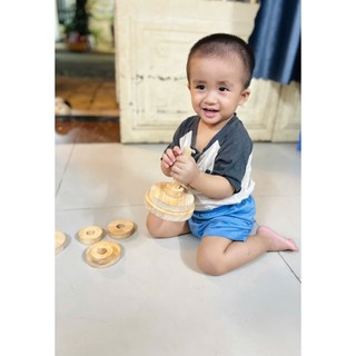 Đồ chơi xếp hình gỗ kim tự tháp, đồ chơi giáo dục Montessori trò chơi giáo dục trí tuệ Chàng Trai Gỗ