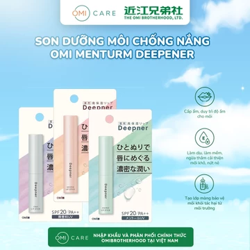 Son Dưỡng Chống Nắng Nhật Bản Dưỡng Ẩm Sâu Cho Môi Nhạy Cảm Khô Nứt Nẻ Omi Menturm Deepner Nhật Bản (2.3g/thỏi)