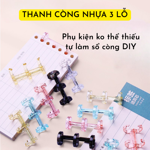 COMBO 2 Cái Binder Sổ Còng, Thanh Còng Nhựa Mini 3 Lỗ Dùng Cho Mọi Kích Cỡ - Còng Nhựa Làm Sổ 3/6/9 Lỗ