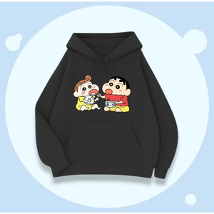Áo Hoodie Mùa Đông Cho Bé – Hình Shin Và Em Gái Ăn Cơm Đáng Yêu, Cotton Mềm Mịn, Êm Ái (M 273)