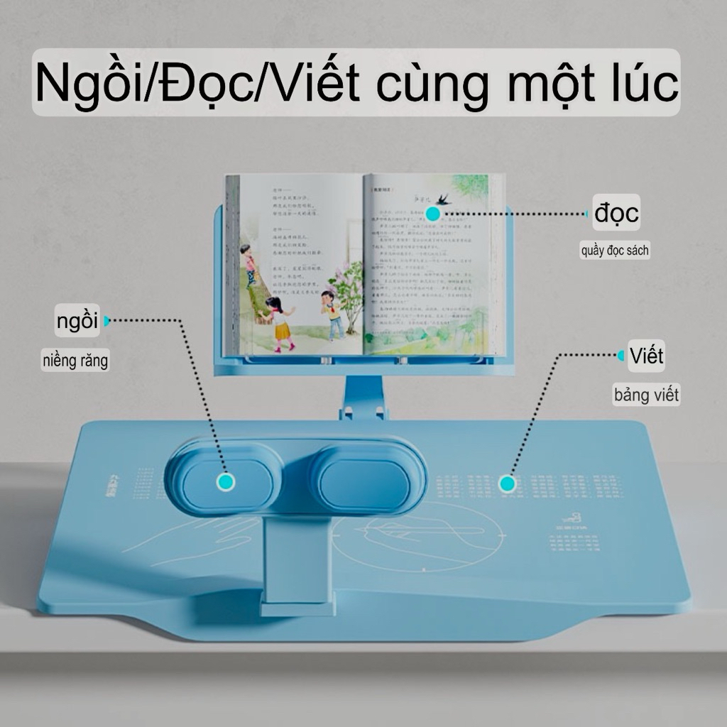 Bàn đọc viết có giá đỡ sách đệm ngực chống gù lưng, chống cận thị cho học sinh