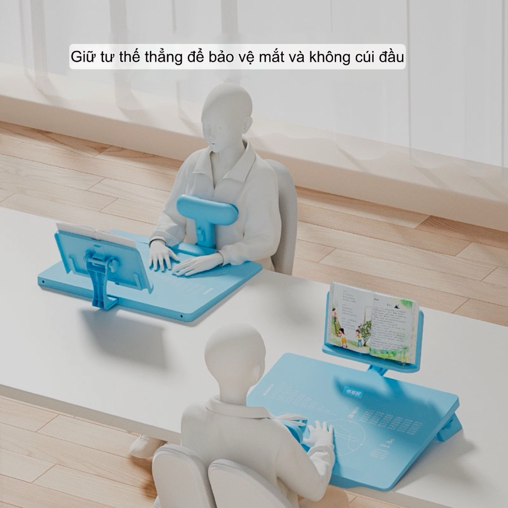 Bàn đọc viết có giá đỡ sách đệm ngực chống gù lưng, chống cận thị cho học sinh