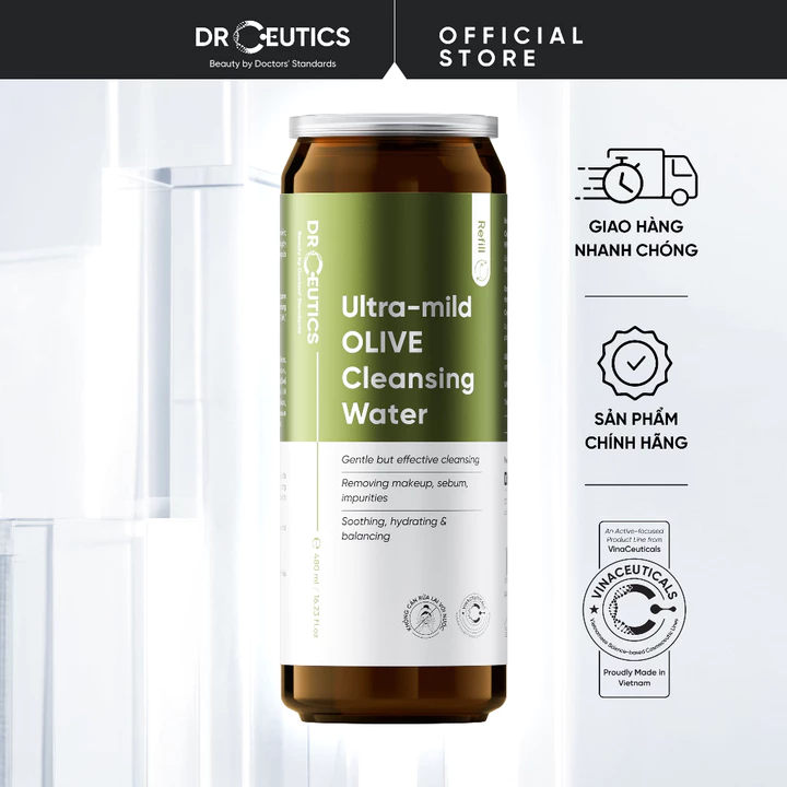 DRCEUTICS REFILL NƯỚC TẨY TRANG OLIVE – DẠNG NƯỚC & SỮA | TIẾT KIỆM – DỊU NHẸ, PHÙ HỢP MỌI LOẠI DA (480ml)