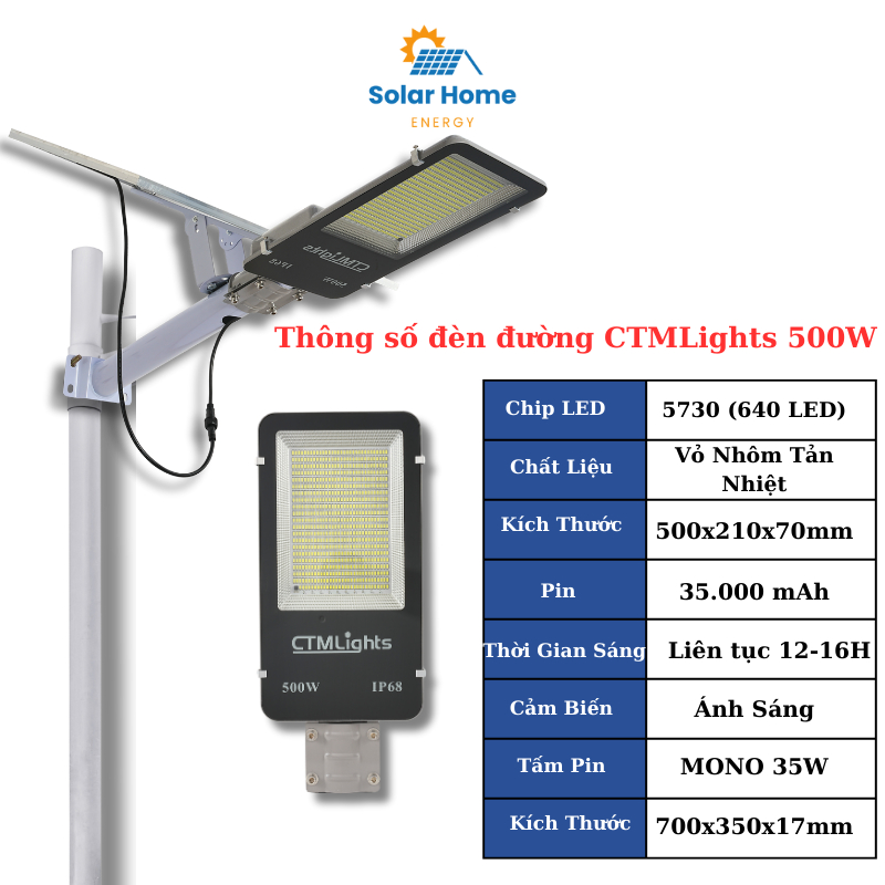 Đèn Năng Lượng Mặt Trời Bàn Chải 300W, 500W Vỏ Nhôm, Đèn Đường Mặt Kính Cường Lực Bền Bỉ, Bảo Hành 2 Năm