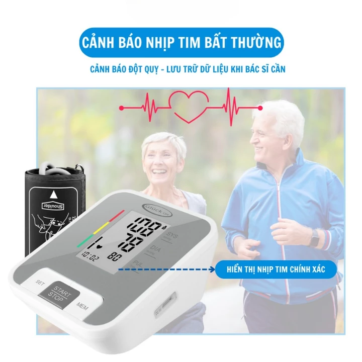 Máy Đo Huyết Áp Bắp Tay GLUCK B56 - Dùng Bin Đo Nhịp Tim Chính Xác Cao Tự Động – 7