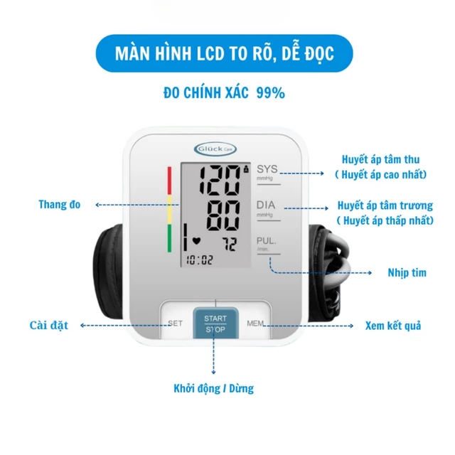 Máy Đo Huyết Áp Bắp Tay GLUCK B56 - Dùng Bin Đo Nhịp Tim Chính Xác Cao Tự Động [CHÍNH HÃNG]
