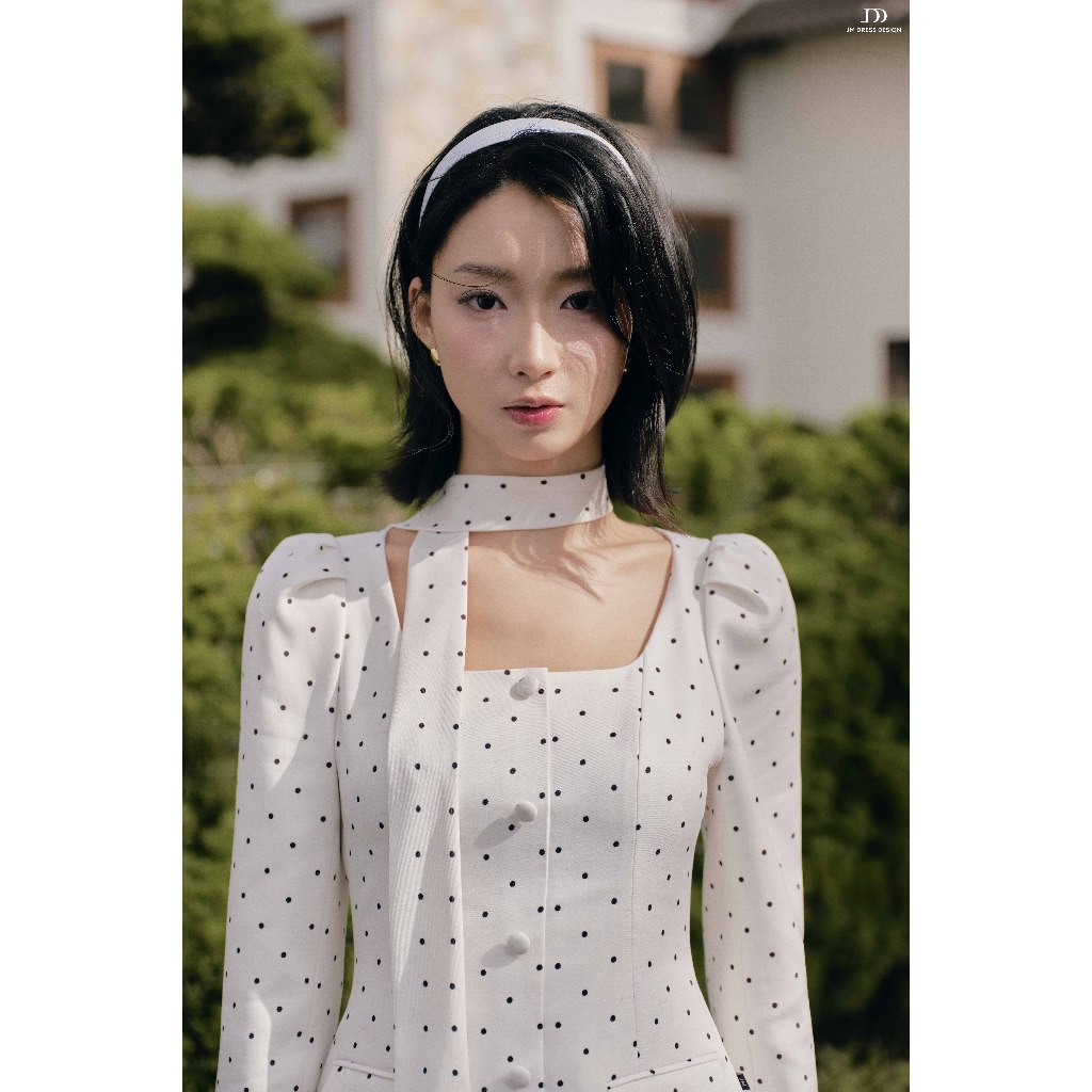 Đầm Blazer Cổ U Nhỏ Tay Bồng, Dây Thắt Cổ 1F05.2508K. Đầm Mini Dress Công Sở, Tiểu Thư, Dự Tiệc Thanh Lịch Thiết Kế JM