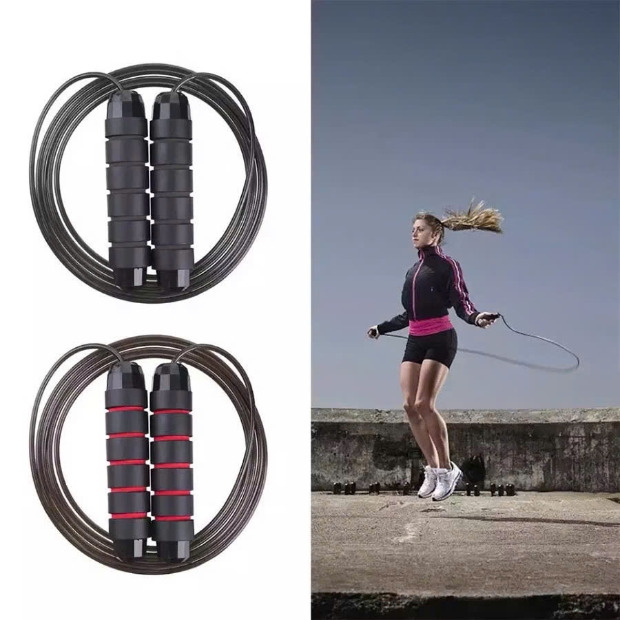 Dây Nhảy Tập Thể Dục Lõi Thép Chống Rối Tay Cầm Mút