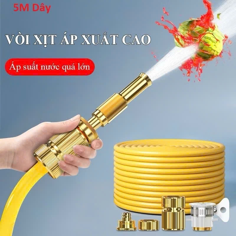 Bộ Dây Vòi Xịt Áp Lực Cao Tưới Cây Rửa Xe - Bộ Dây Vòi 5M