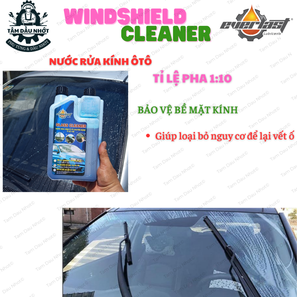 Nước rửa kính ô tô đậm đặc pha 1:100 – dung dịch rửa kính xe hơi sạch nhanh, không vệt – combo 3 chai tiết kiệm
