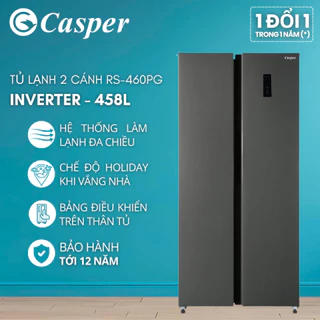 [CHỈ GIAO MIỀN NAM] Tủ lạnh Side by Side Casper 458L RS-460PG - Tiết kiệm điện - Chính hãng - Bảo hành 2 năm