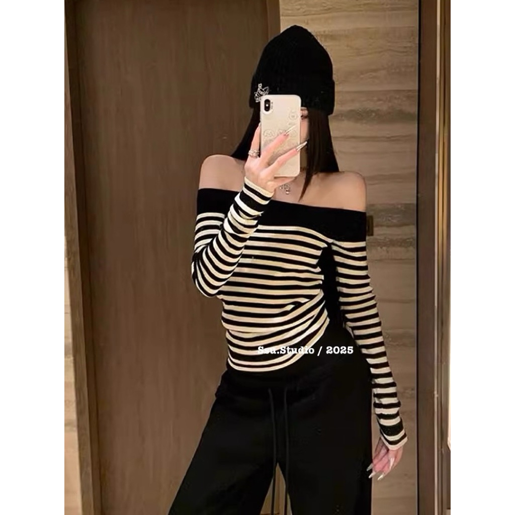 𝑺𝒔𝒖.𝑺𝒕𝒖𝒅𝒊𝒐[CÓ SẴN] HÀNG QUẢNG CHÂU LOẠI MỘT TAG OK OK/NEW 2025 ÁO TRỄ VAI LEN KẺ NGANG SIU XINH SIU HOT