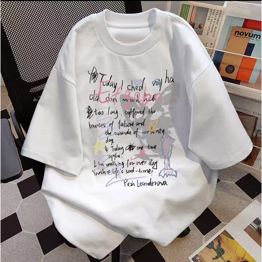 ✅24h Giao hàng】Áo Thun 100% Cotton BIG SIZE Áo thun ngắn tay dáng in hình cách mới dành cho nữ local Brand
