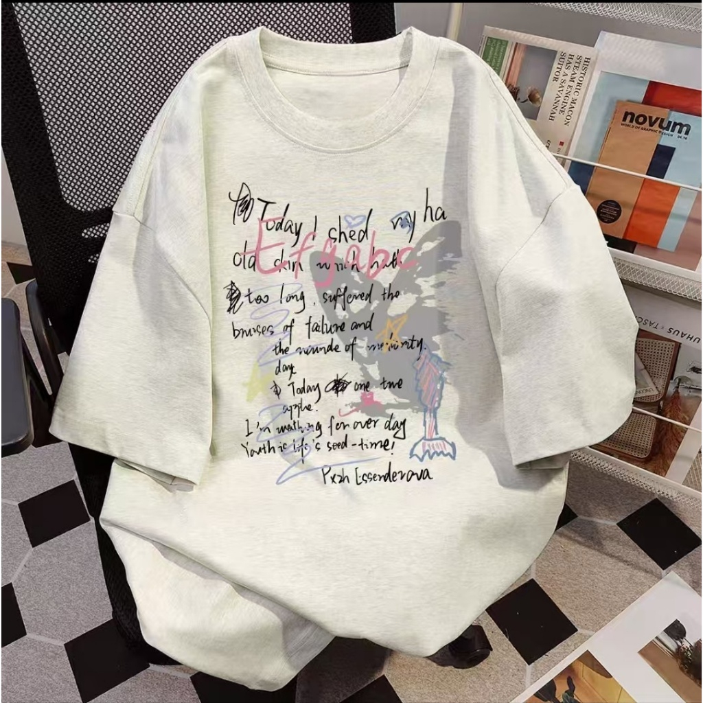 ✅24h Giao hàng】Áo Thun 100% Cotton BIG SIZE Áo thun ngắn tay dáng in hình cách mới dành cho nữ local Brand