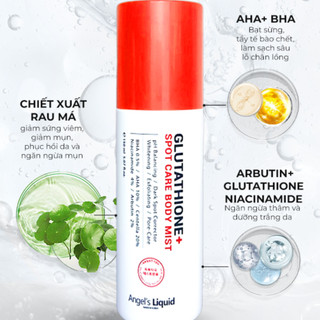 Xịt giảm mụn lưng Angel Liquid Body Mist Glutathione Plus dưỡng trắng 7Day 150ml