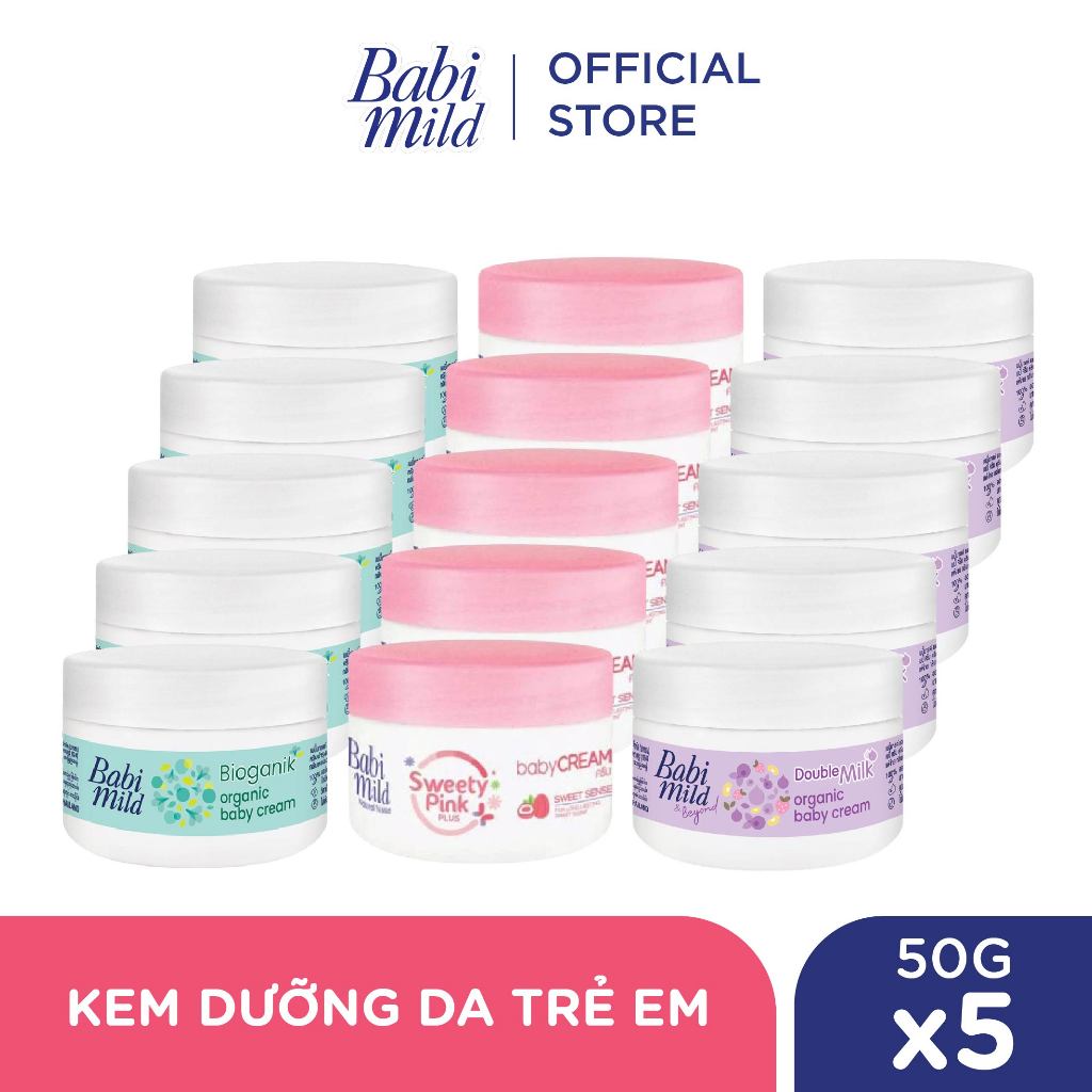 Combo 5 Kem dưỡng da Babi Mild 50Gx5