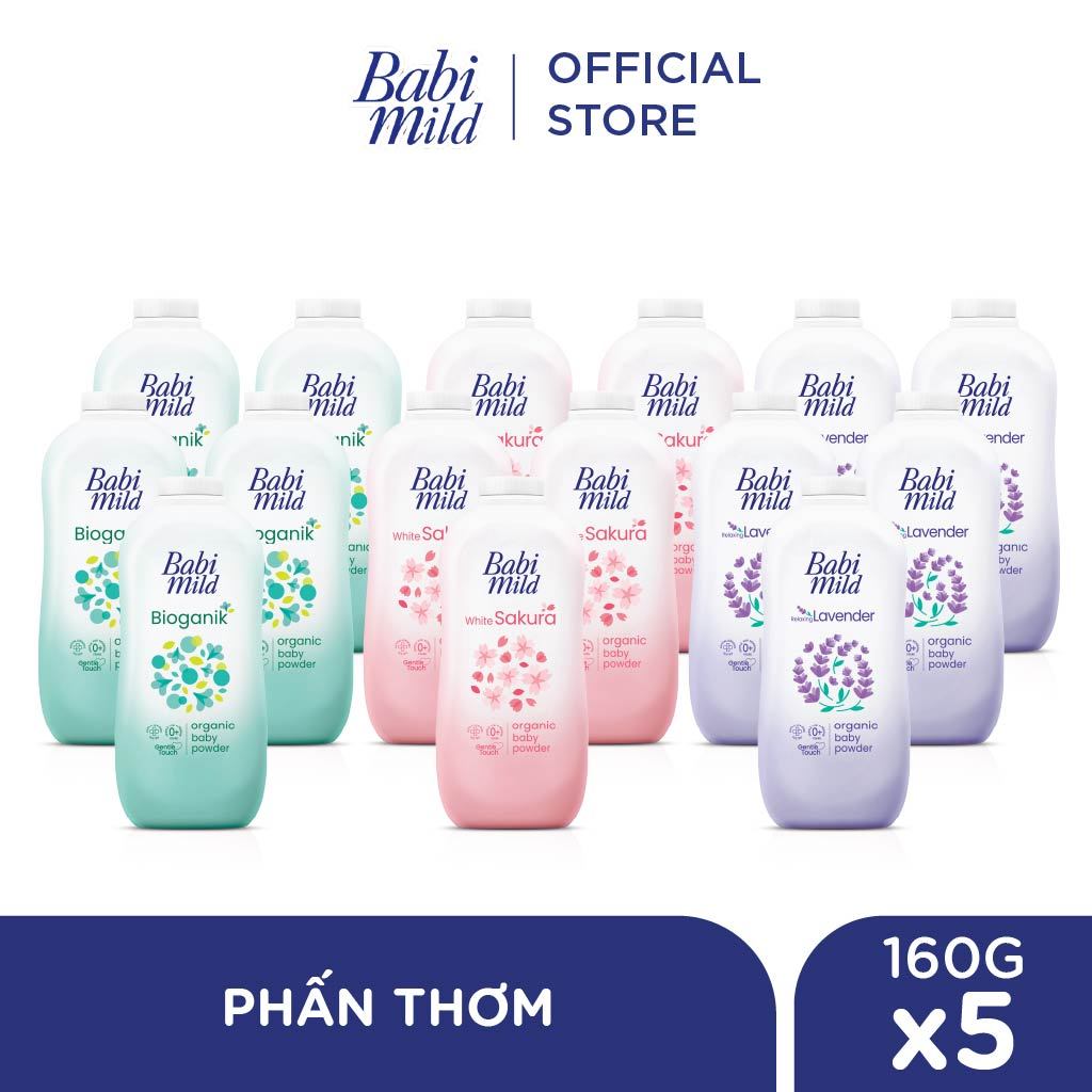 Combo 5 Phấn thơm Babi Mild 160Gx5