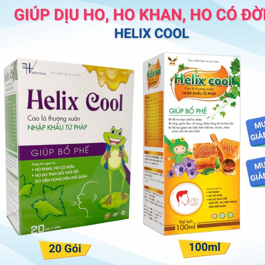 [HÀNG CTY + QUÀ] Siro Ho Bổ Phế Cho Bé HELIX COOL (Hộp 20 Gói) - Giúp Dịu Ho, Ho Khan, Ho Có Đờm, Ho Do Thời Tiết