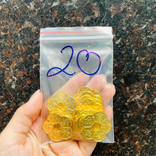 BÁN SỈ 20 30 Đồng Xu Mai Hoa Mạ Vàng phong thủy may mắn chiêu tài, Size 3cm