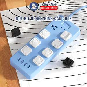 Combo 5 Nút Bịt Ổ Điện Gấu Trắng Cao Cấp GutyKids Có Quai Tháo Lắp Dễ Dàng, Giữ An Toàn Cho Bé