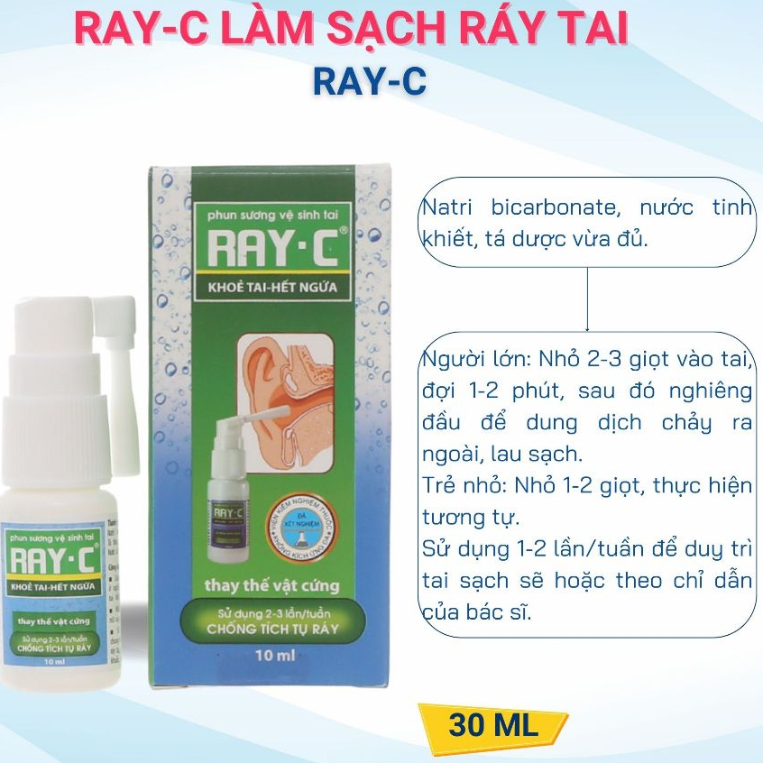 [HÀNG CTY + QUÀ] Ray-C Làm Sạch Ráy Tai - Chai 10ml