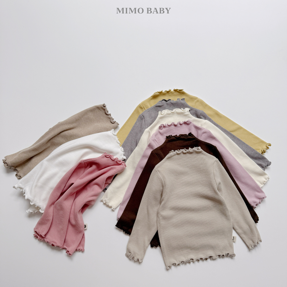 Áo giữ nhiệt dài tay kiểu bèo nhún xinh xắn chất liệu cotton mềm mại, co giãn cho bé gái Mimo QA258