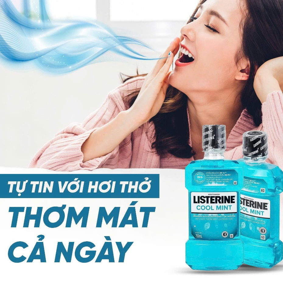 [HÀNG CTY + QUÀ] Nước Súc Miệng Listerine Cool Mint Bảo Vệ Răng Miệng, Thơm Mát Ngày Dài 250ml/750ml