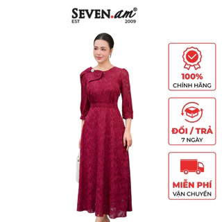 Đầm midi vân hoa nổi thời trang nữ Seven.AM H631153I