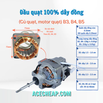 Đầu quạt 100% dây đồng (Củ quạt, motor quạt) B3, B4, B5