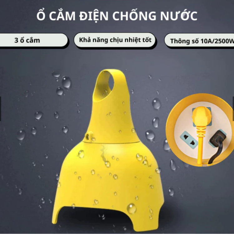 Ổ cắm điện ngoài trời 2500W chống nước kèm 5m dây chịu tải tốt