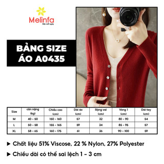 [XẢ KHO GIÁ SỐC] Áo len cardigan nữ, áo len cổ tim dài tay chất len dệt kim mềm mịn co giãn MELINFA VAA0435