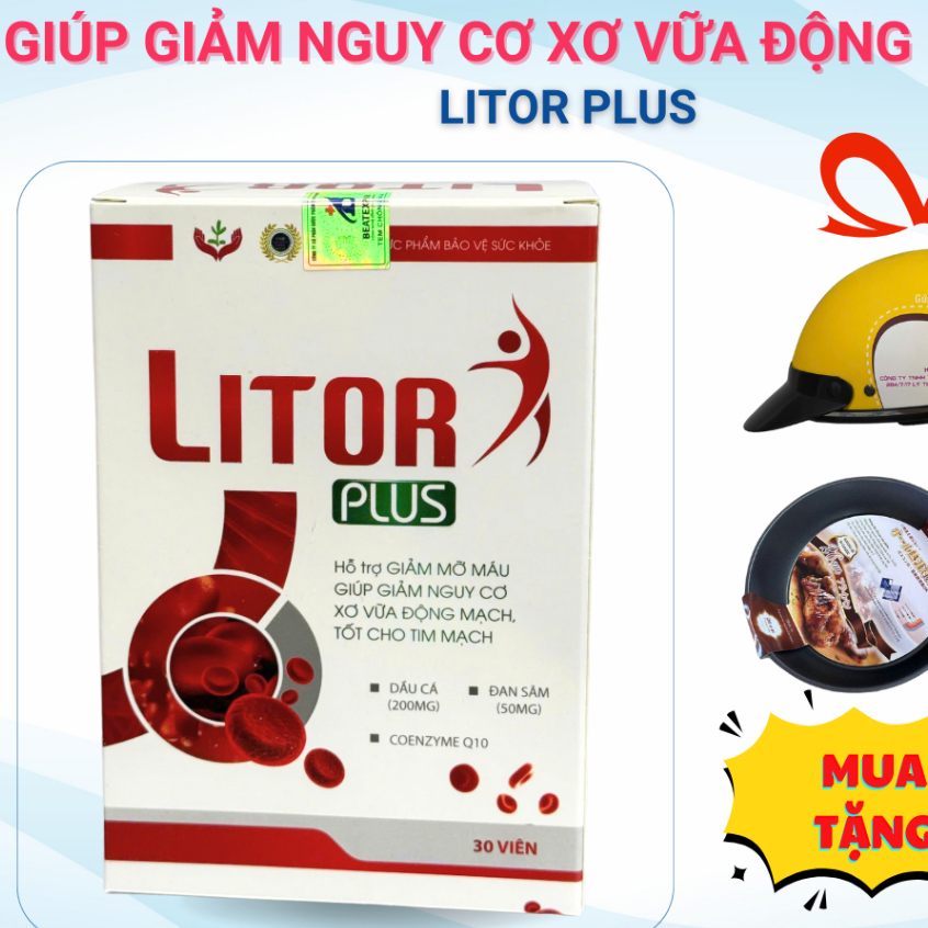 [TẶNG SIRO HO 65K] Viên Uống LITOR PLUS - Giúp Giảm Nguy Cơ Xơ Vữa Động Mạch, Tốt Cho Tim Mạch - 30 Viên