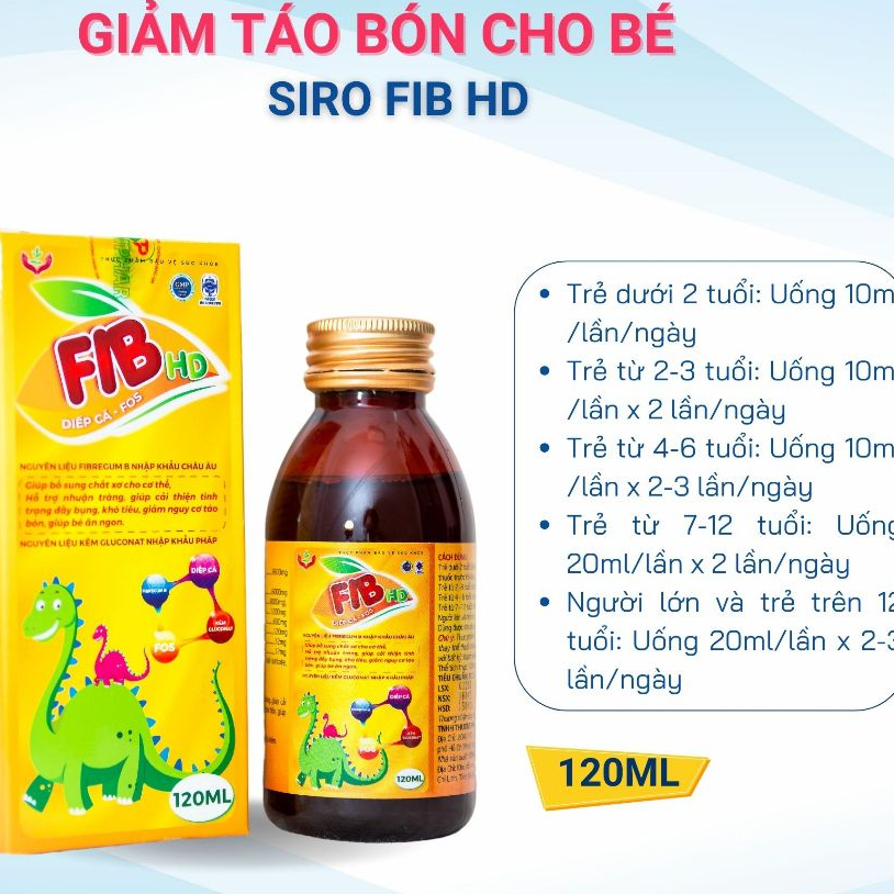 [HÀNG CTY + QUÀ] SIRO FIB SYRUP HD Giảm Táo Bón, Tăng Sức Đề Kháng Cho Bé Từ 3 Tháng Tuổi 120ML