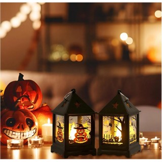 Đèn Lồng Halloween Mini LED 3D Trang Trí Treo hoặc Để Bàn, Ánh Sáng Huyền Bí Decor Tiệc Lễ Hội