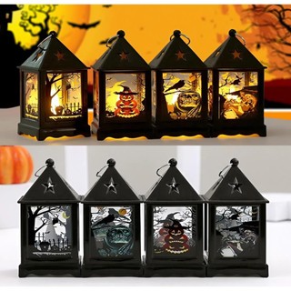 Đèn Lồng Halloween Mini LED 3D Trang Trí Treo hoặc Để Bàn, Ánh Sáng Huyền Bí Decor Tiệc Lễ Hội