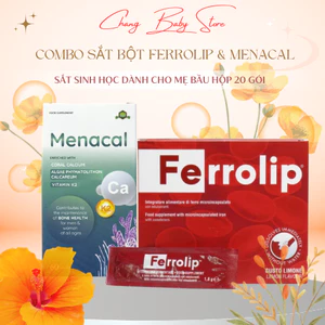Combo Sắt Sinh Học Ferrolip - Canxi EU tảo biển Aplicaps Menacal dành cho người lớn, mẹ bầu, mẹ sau sinh date mới