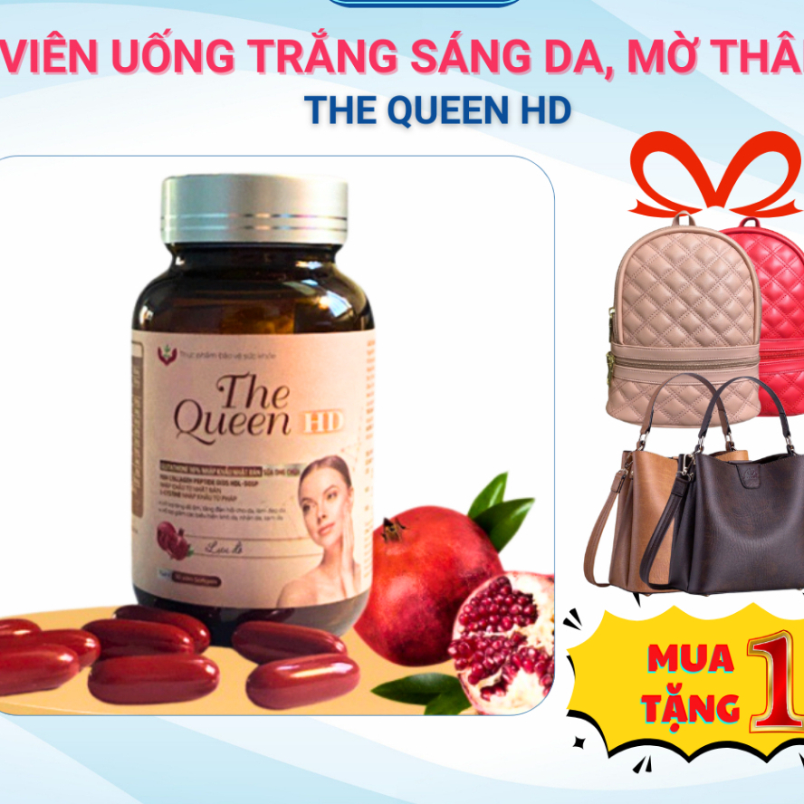 [TẶNG SIRO HO 65K] The Queen HD - Trắng sáng da, Mờ thâm - Lọ 30 Viên